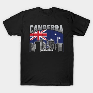 Canberra Australia Skyline Vintage Australian Flag T-Shirt